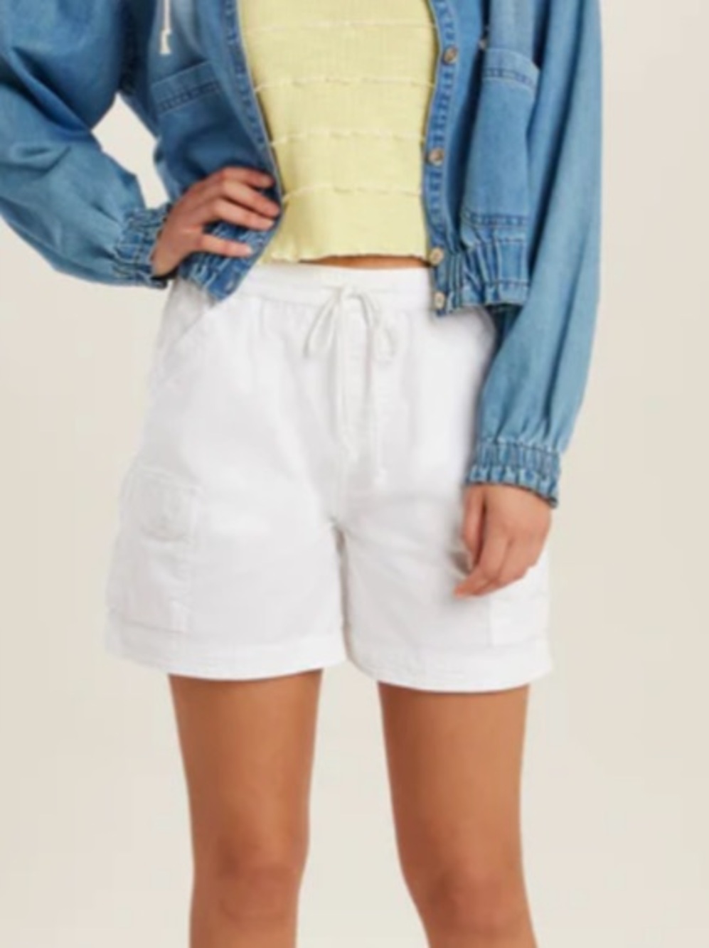 UNIONBAY White Drawstring Cargo Bermuda Shorts
